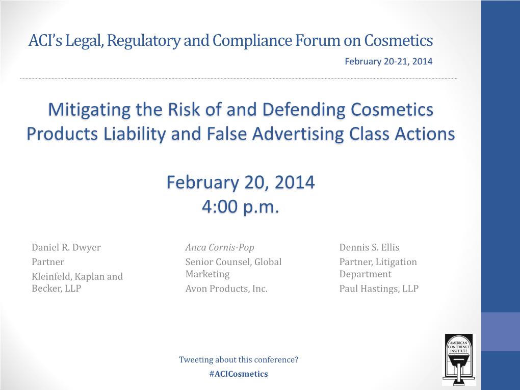 ACI's Legal, Regulatory and Compliance Forum on Cosmetics