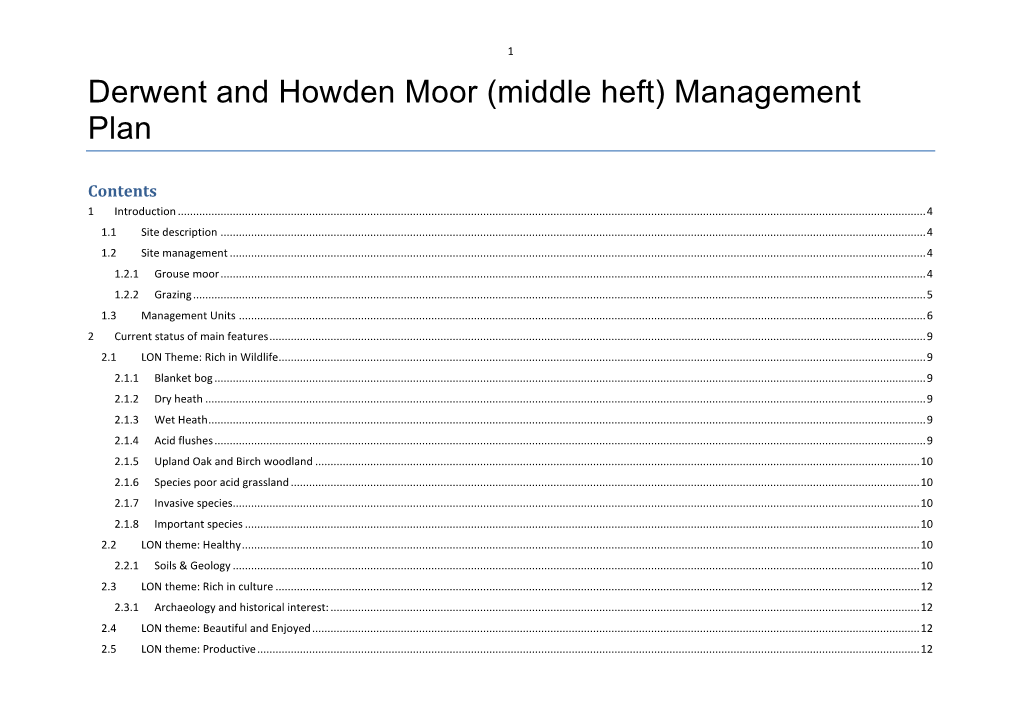 Derwent and Howden Moor (Middle Heft) Management Plan