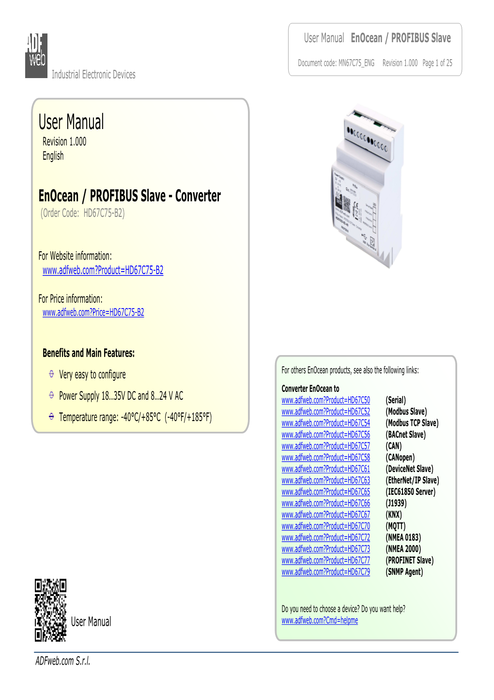 User Manual Enocean / PRO FIBUS Slave