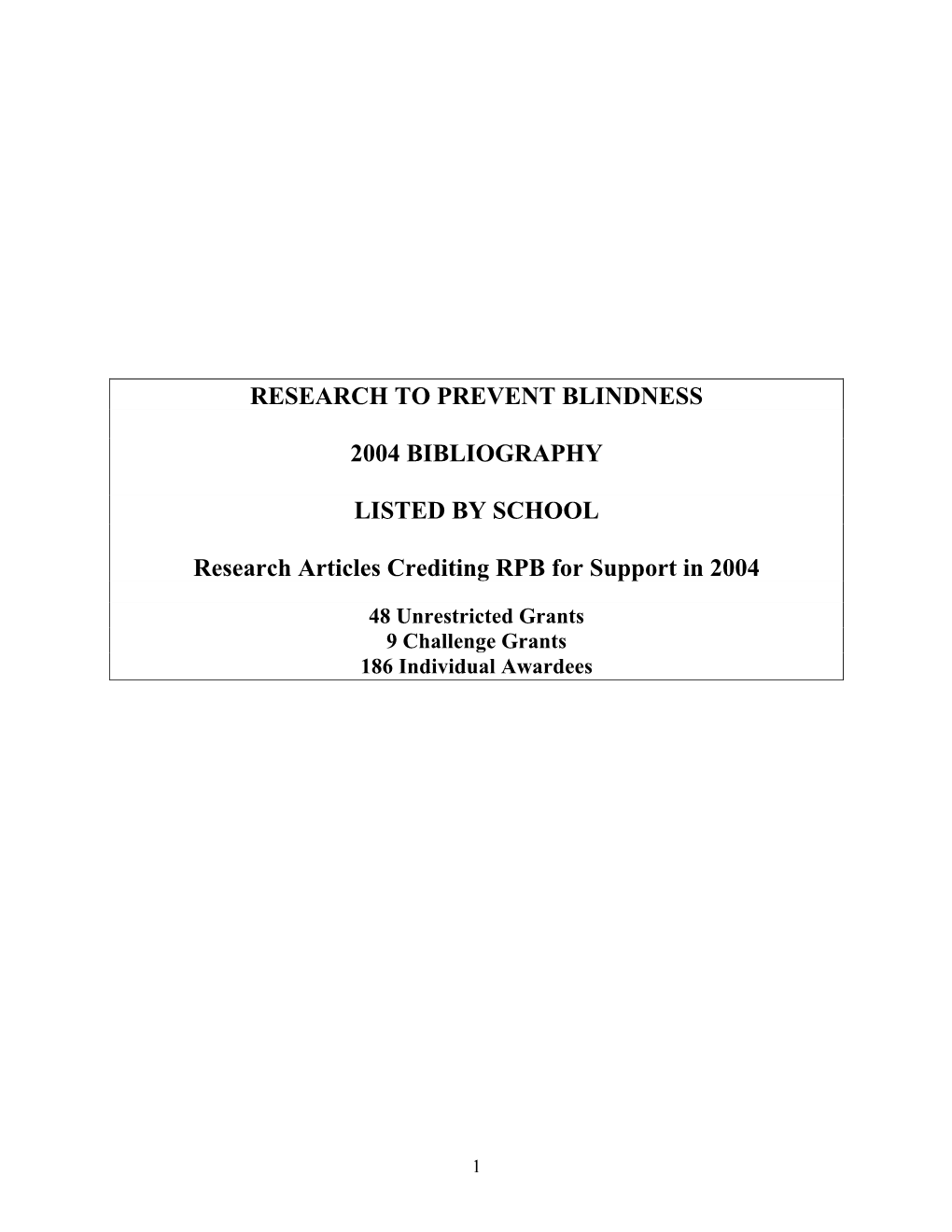 Research to Prevent Blindness 2004 Bibliography