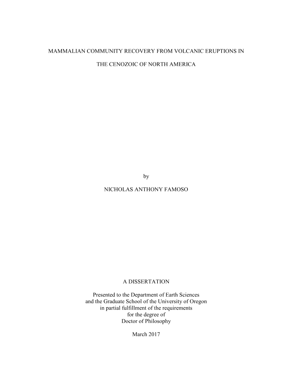 Mammalian Community Recovery from Volcanic Eruptions In