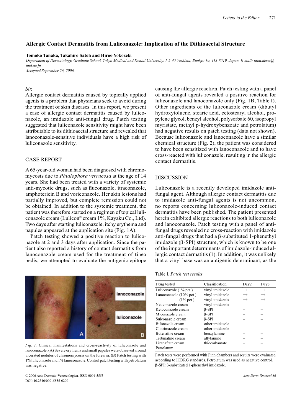 Allergic Contact Dermatitis from Luliconazole: Implication of the Dithioacetal Structure