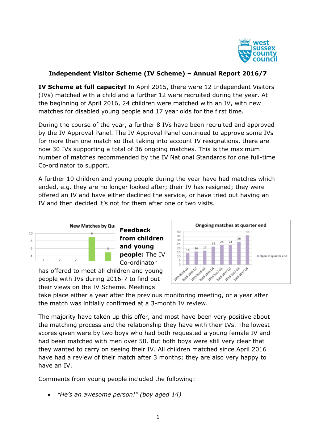 Independent Visitor Scheme (IV Scheme) Annual Report 2016/7