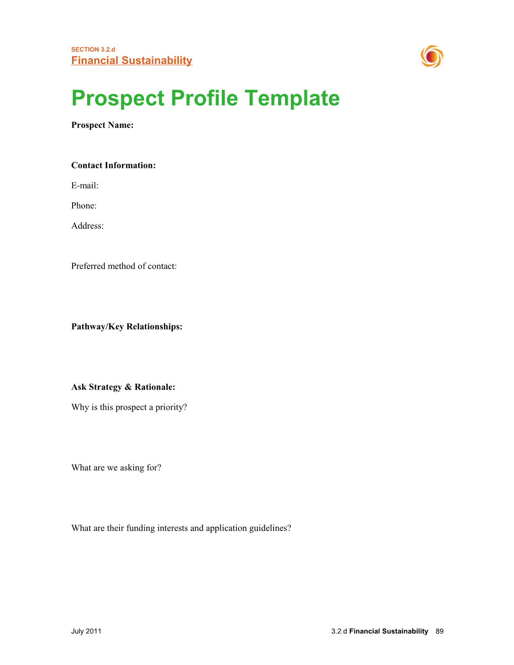 Prospect Profile Template