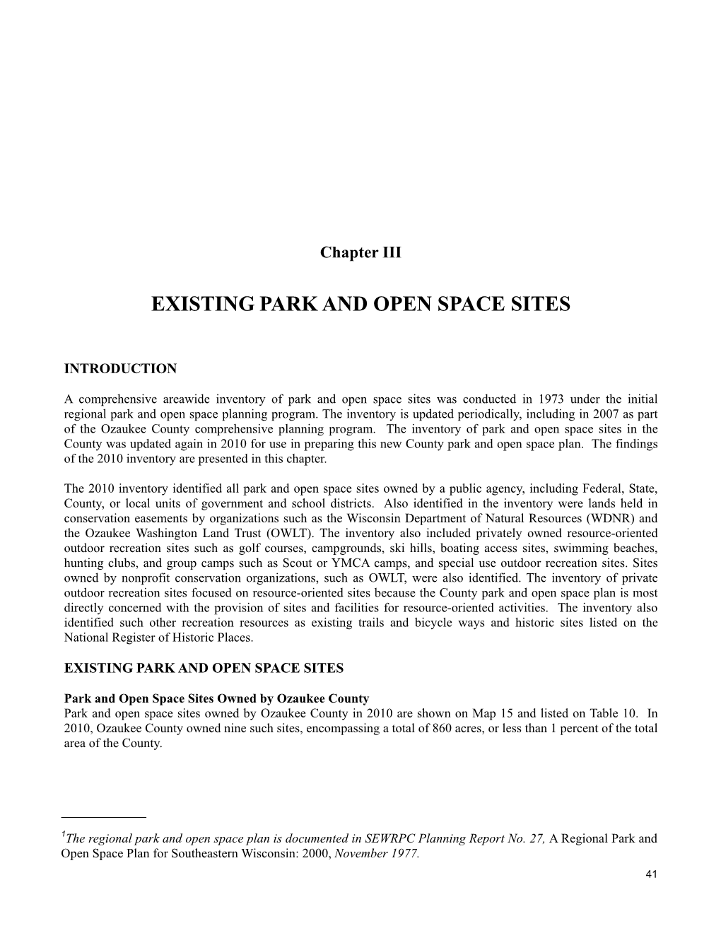 Existing Park and Open Space Sites