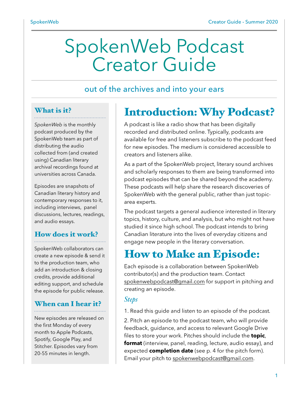 Spoken Web Podcast Creator Guide (Updated May
