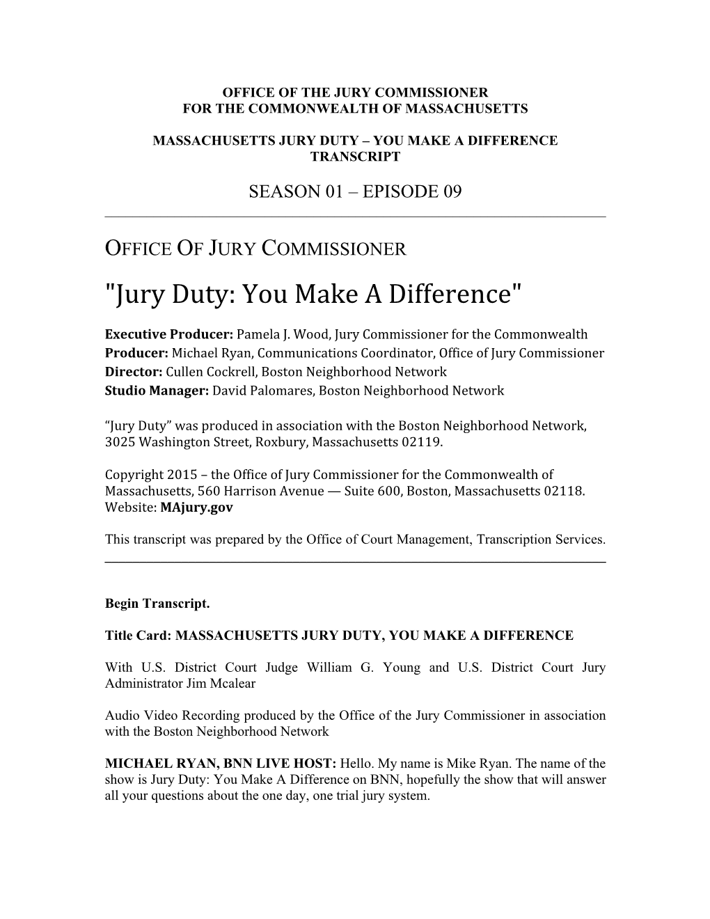 "Jury Duty: You Make a Difference"