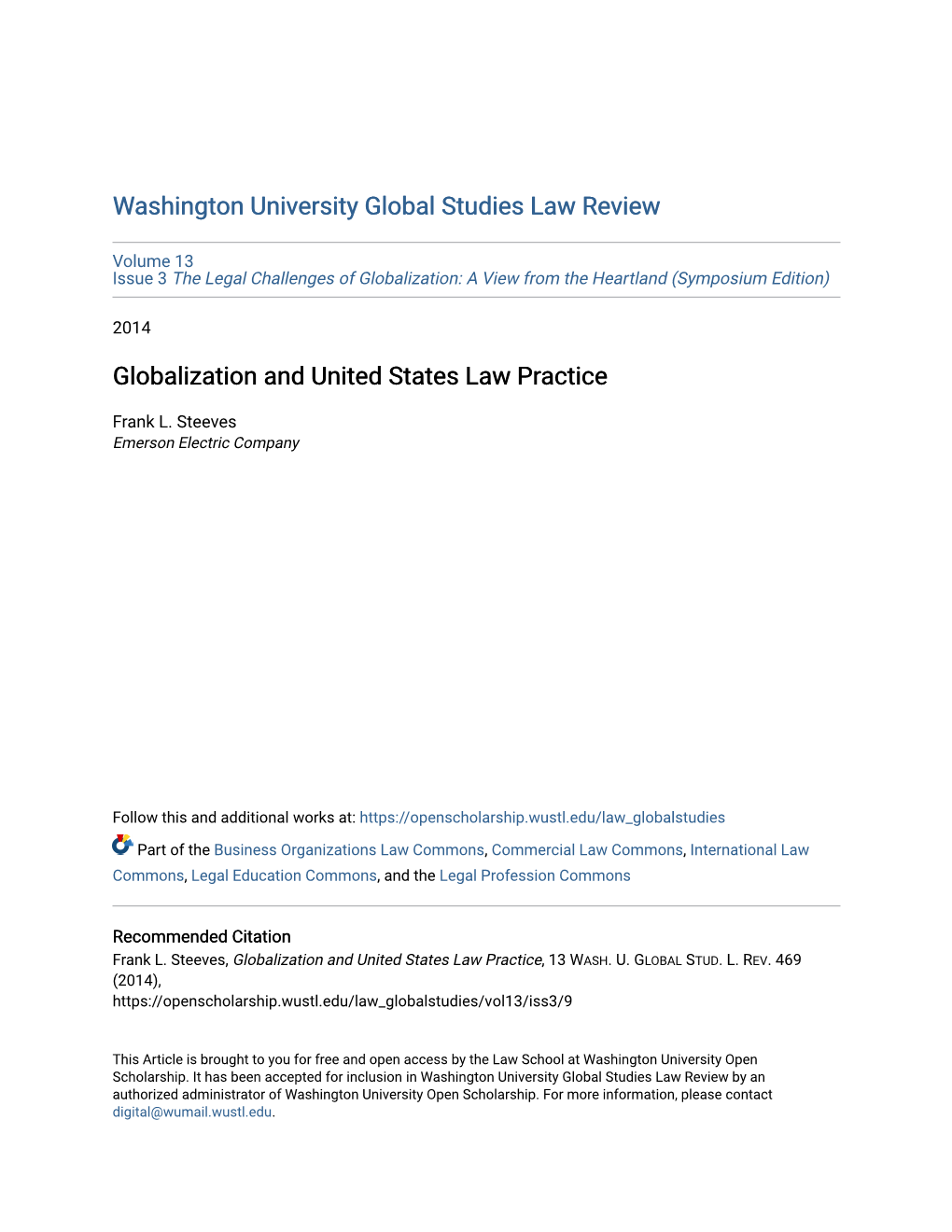 Globalization and United States Law Practice