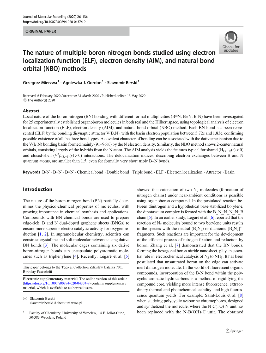 The Nature of Multiple Boron-Nitrogen Bonds Studied Using Electron Localization Function (ELF), Electron Density (AIM), and Natural Bond Orbital (NBO) Methods