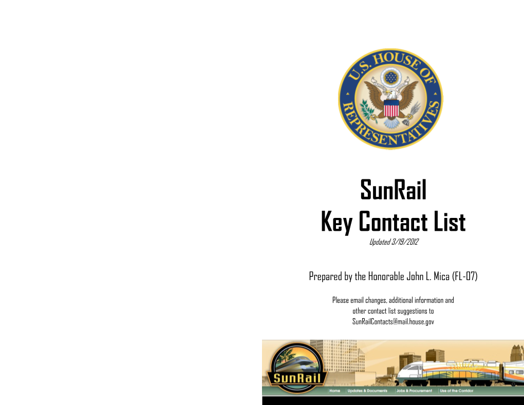 Sunrail Key Contact List