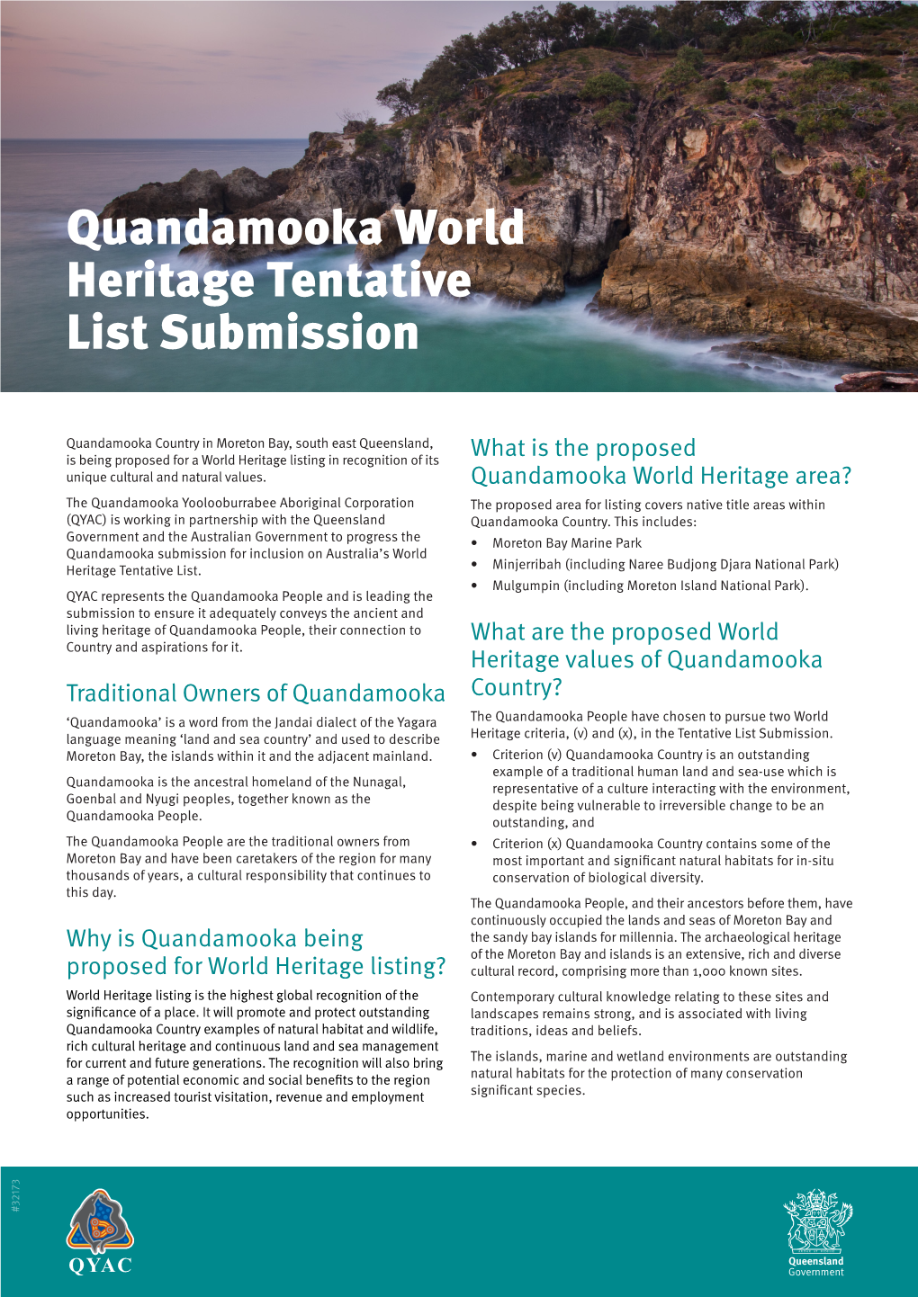 Quandamooka World Heritage Tentative List Submission Fact Sheet