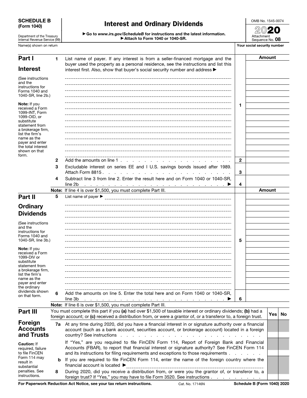 2020 Schedule B (Form 1040)