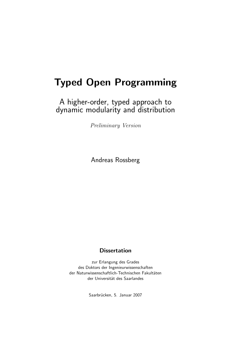 Typed Open Programming