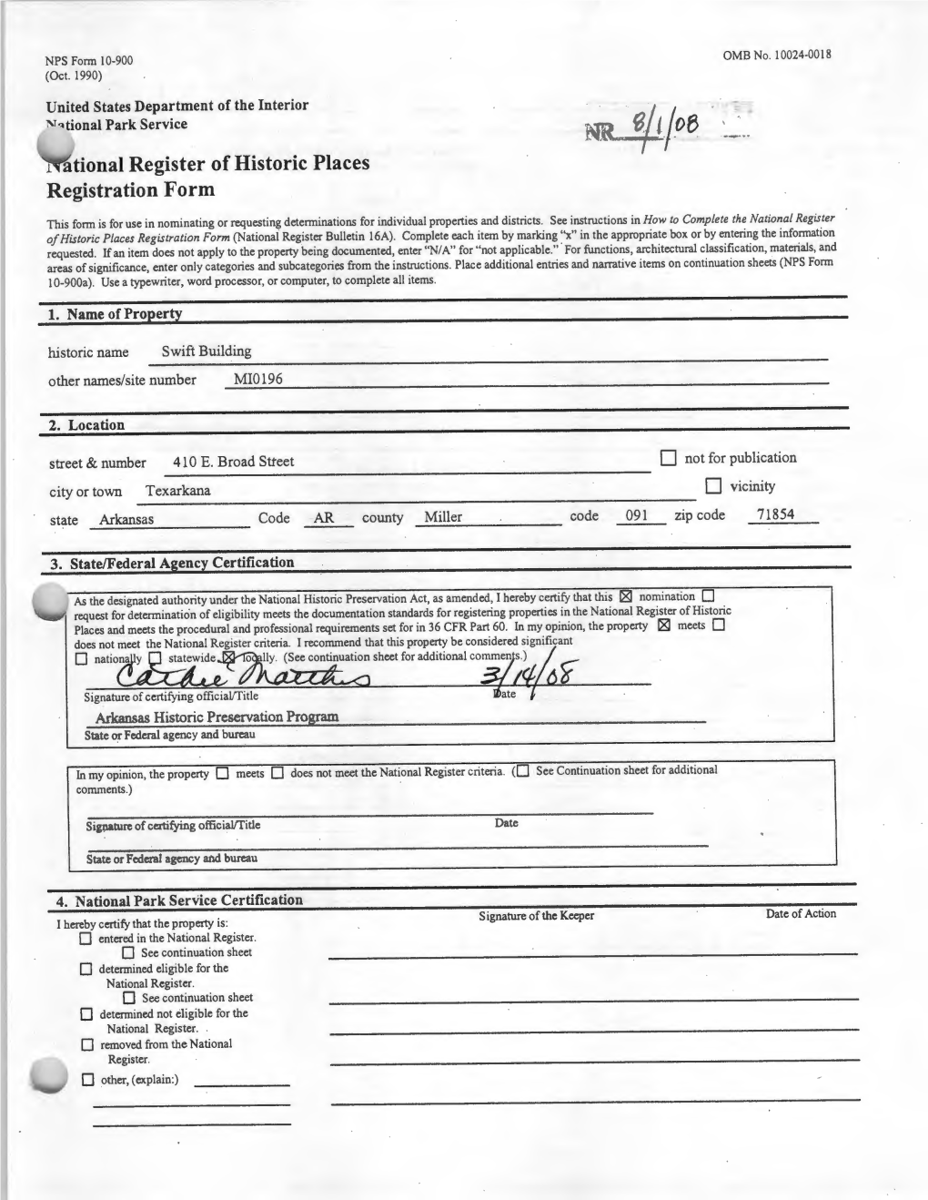1 Ational Register of Historic Places Registration Form