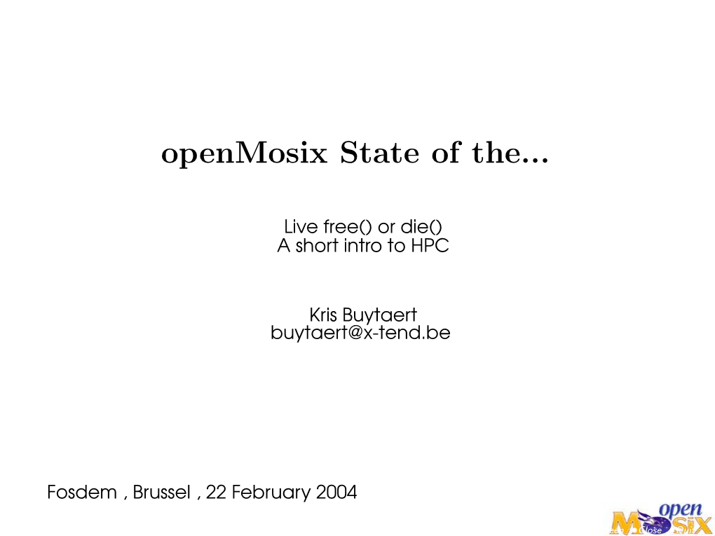 Openmosix State of The