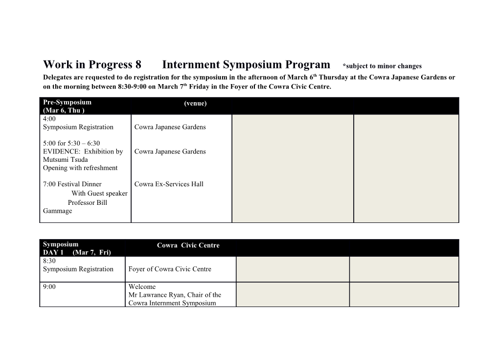 Work in Progress 8 Internment Symposium Program *Subject to Minor Changes