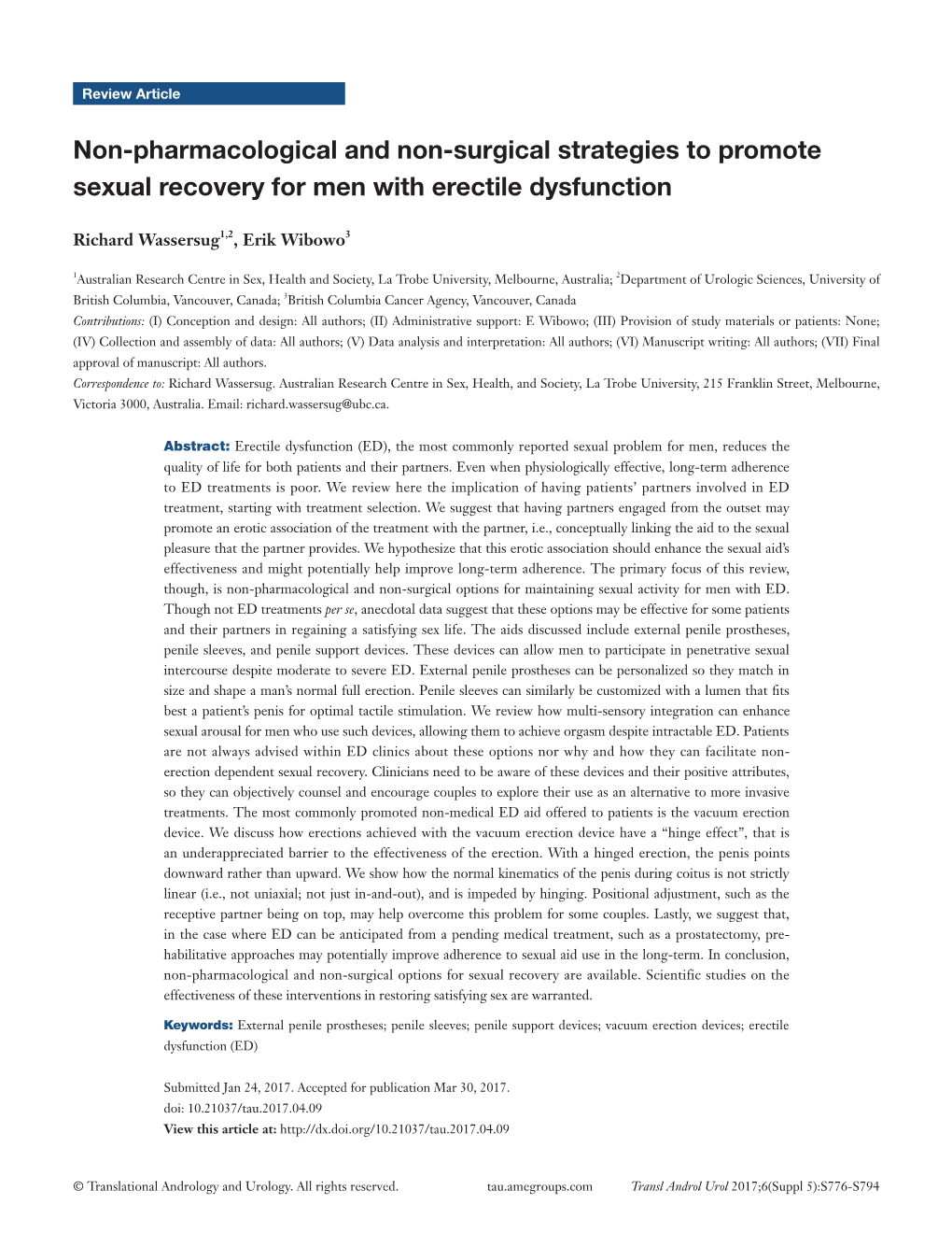 Non-Pharmacological and Non-Surgical Strategies to Promote Sexual Recovery for Men with Erectile Dysfunction