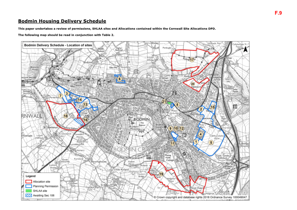 Bodmin Housing Delivery Schedule