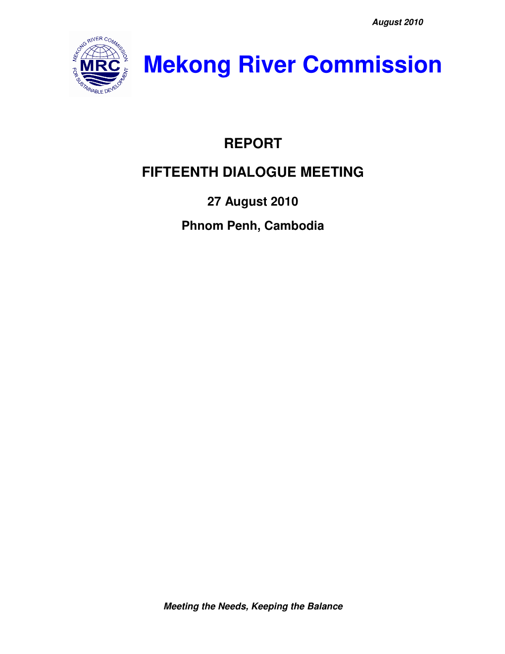 Report Fifteenth Dialogue Meeting