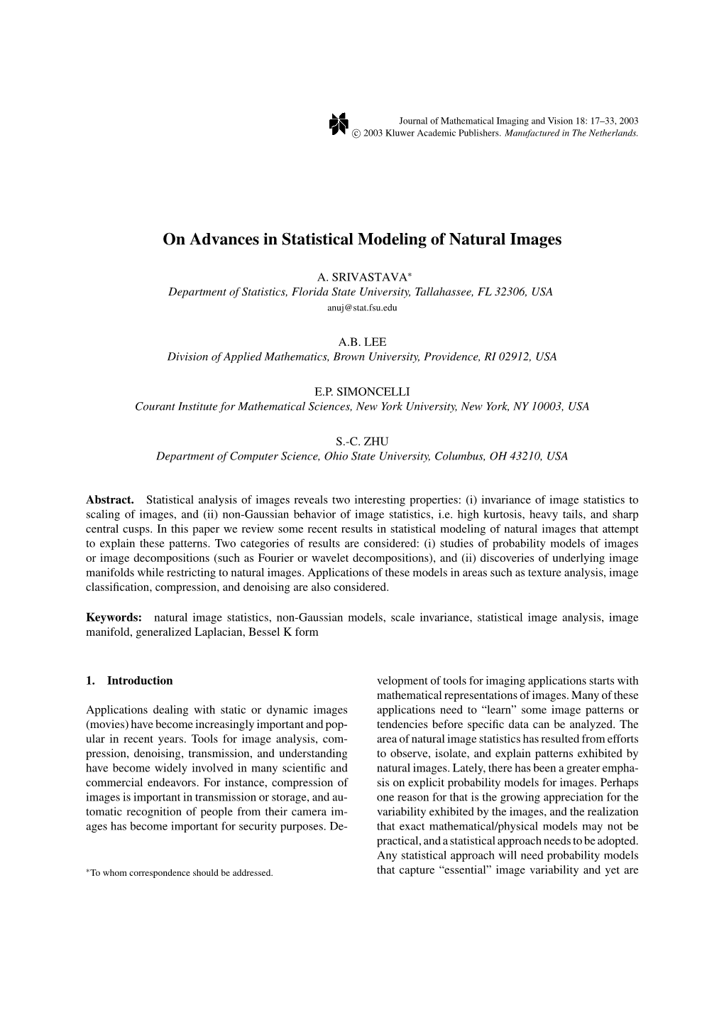 On Advances in Statistical Modeling of Natural Images