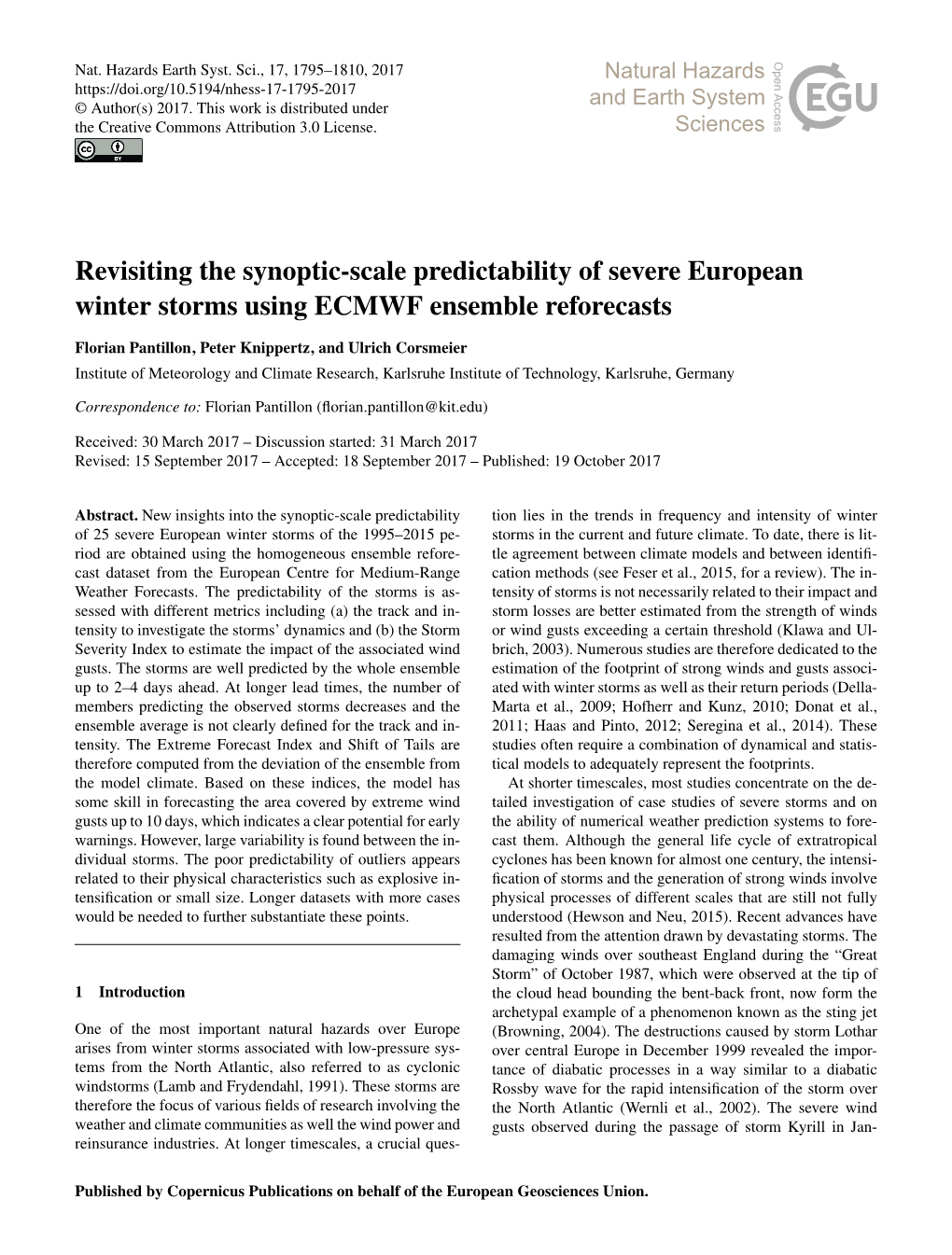 Revisiting the Synoptic-Scale Predictability of Severe European Winter Storms Using ECMWF Ensemble Reforecasts