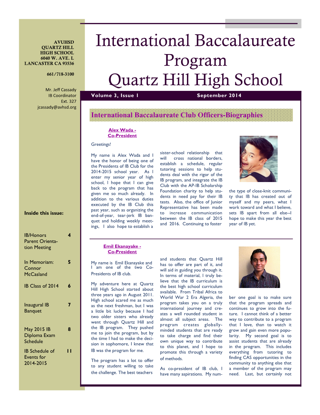 International Baccalaureate Program Quartz Hill High School
