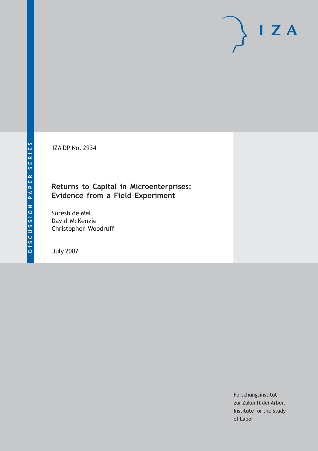 Returns to Capital in Microenterprises: Evidence from a Field Experiment