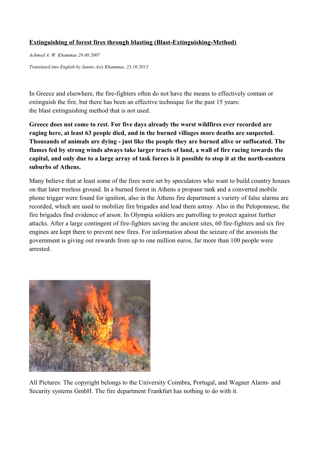 Extinguishing Of Forest Fires Through Blasting