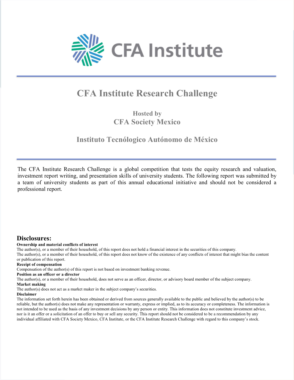 CFA Institute Research Challenge