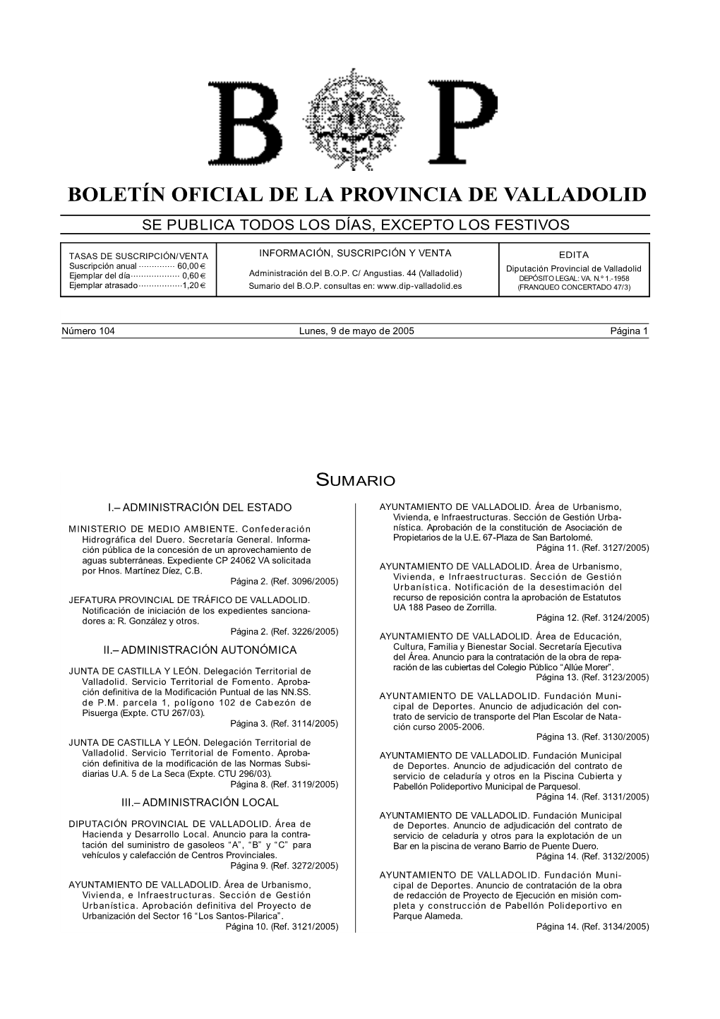 Boletín Oficial De La Provincia De Valladolid