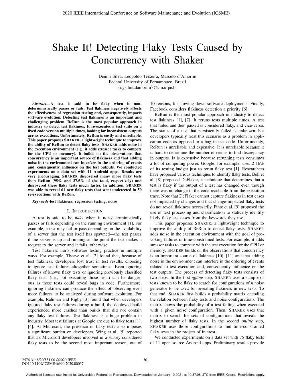 Shake It! Detecting Flaky Tests Caused by Concurrency with Shaker