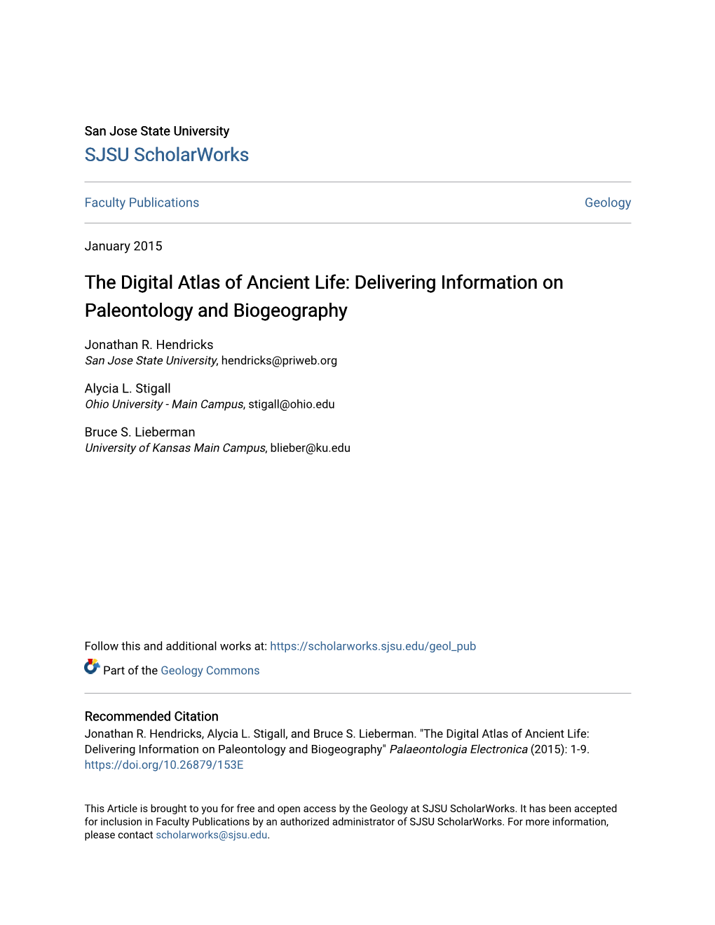 The Digital Atlas of Ancient Life: Delivering Information on Paleontology and Biogeography