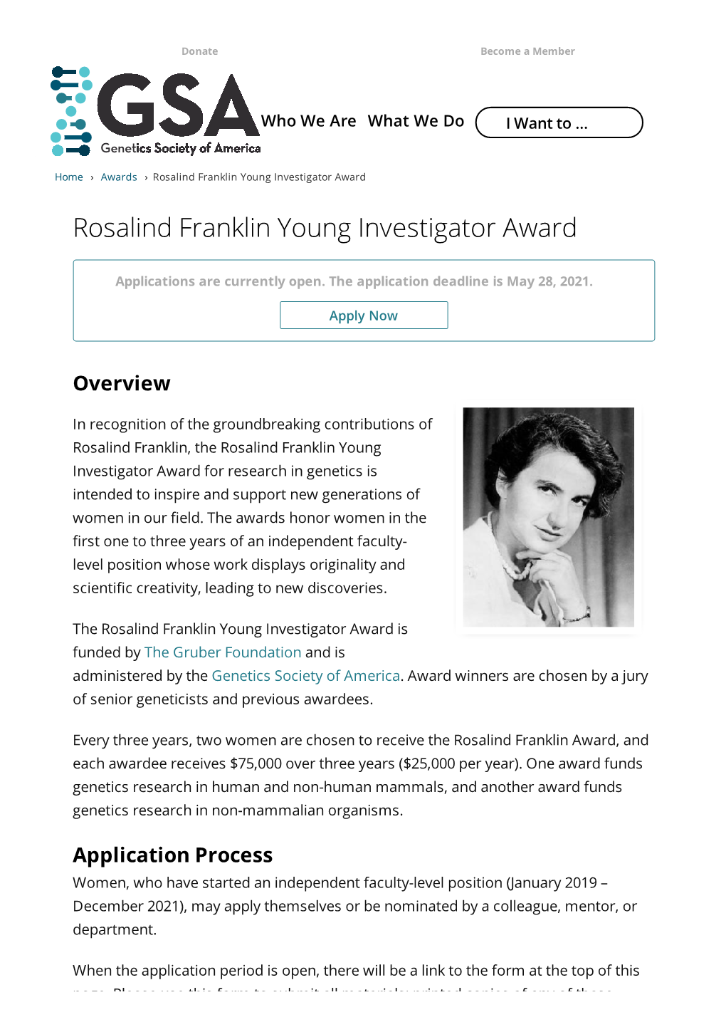 Rosalind Franklin Young Investigator Award