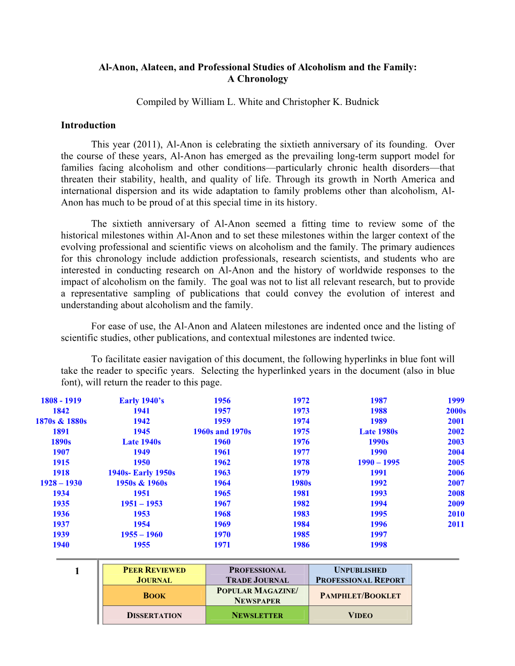 1 Al-Anon, Alateen, and Professional Studies of Alcoholism and the Family