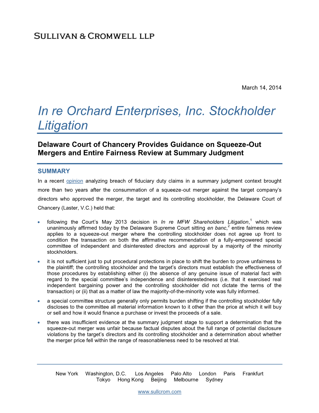 In Re Orchard Enterprises, Inc. Stockholder Litigation