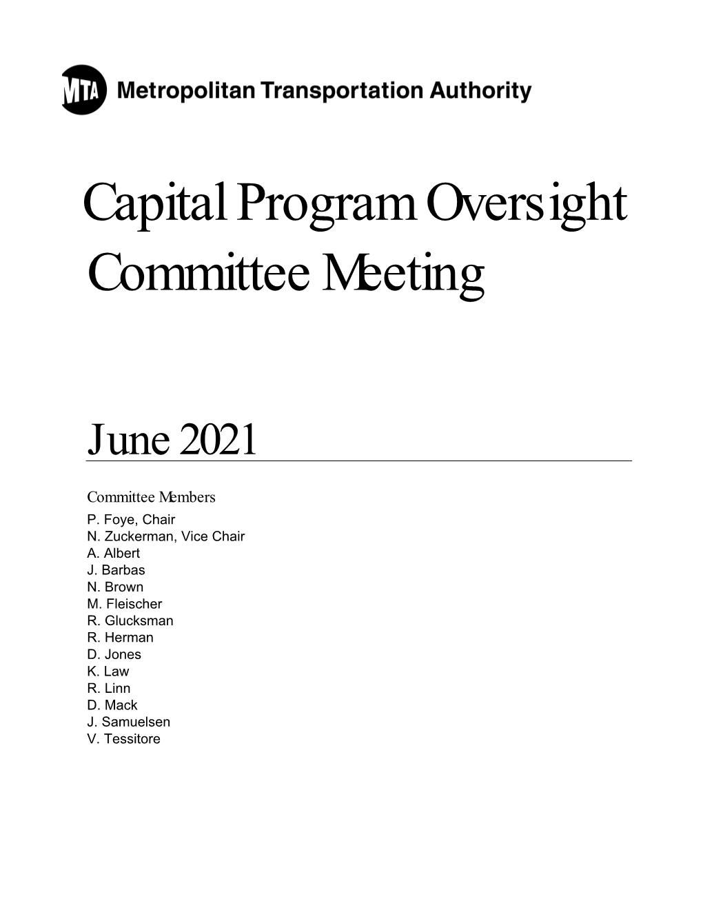 Capital Program Oversight Committee Meeting