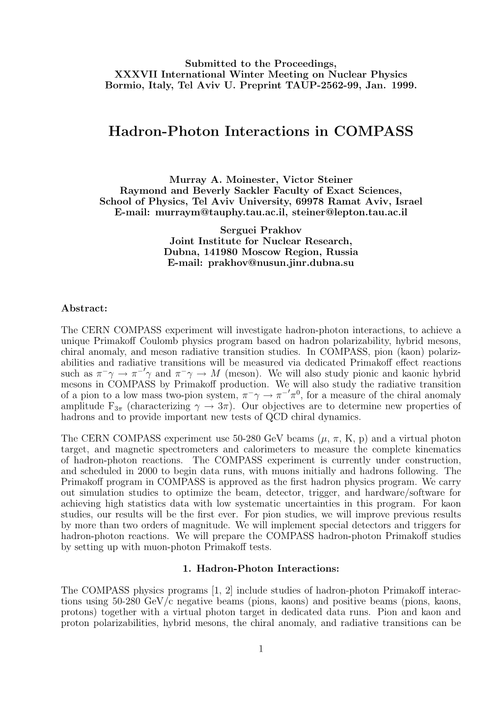 Hadron-Photon Interactions in COMPASS