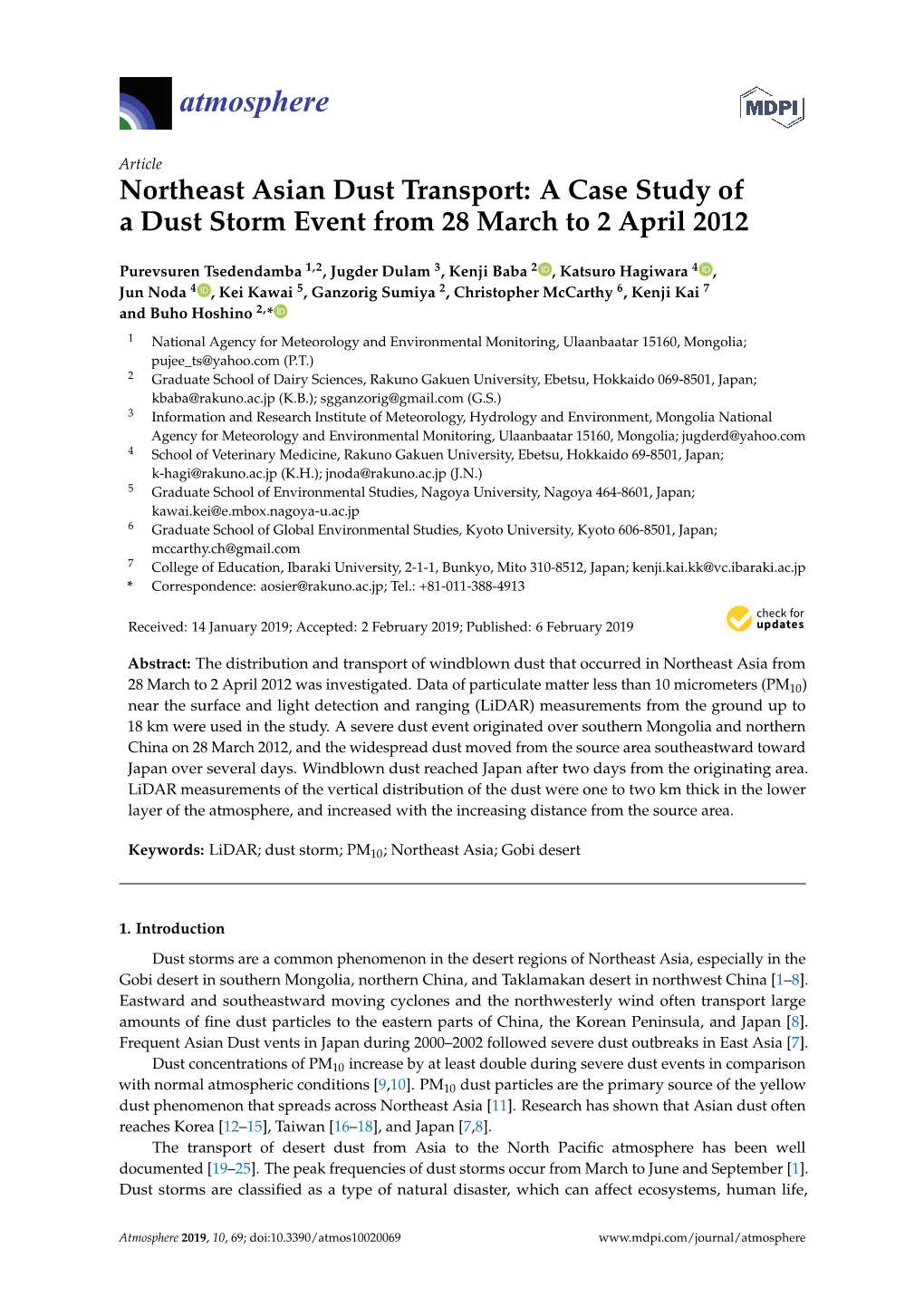 Northeast Asian Dust Transport: a Case Study of a Dust Storm Event from 28 March to 2 April 2012