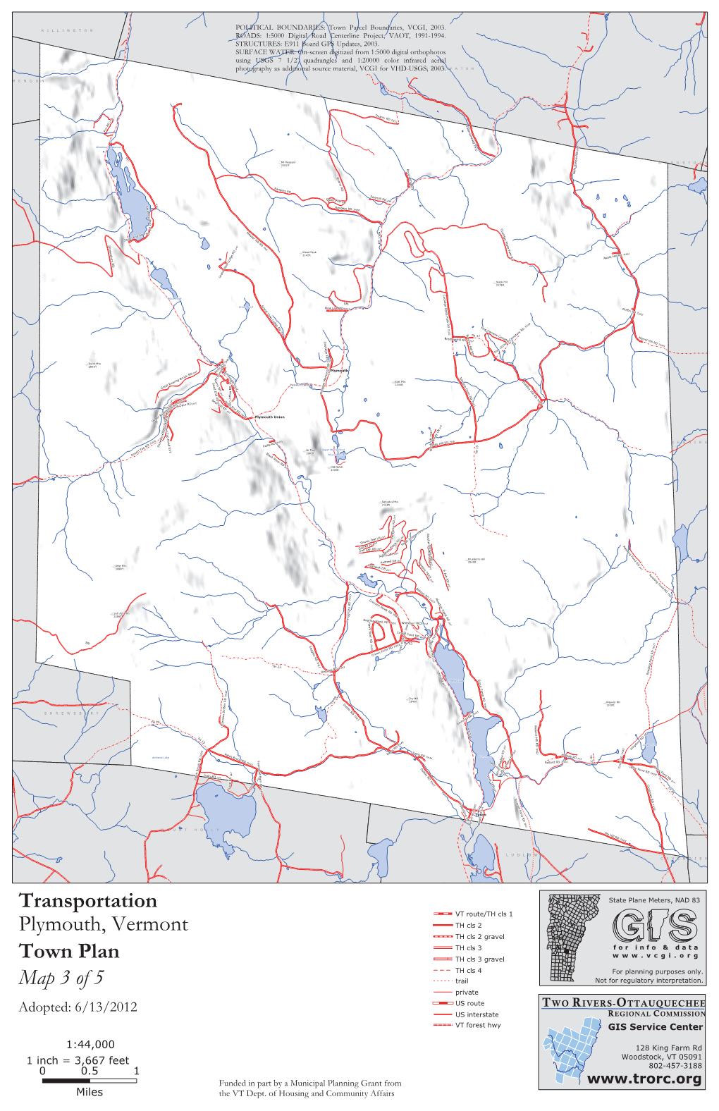 Town Plan Plymouth, Vermont Map 3 of 5 Transportation