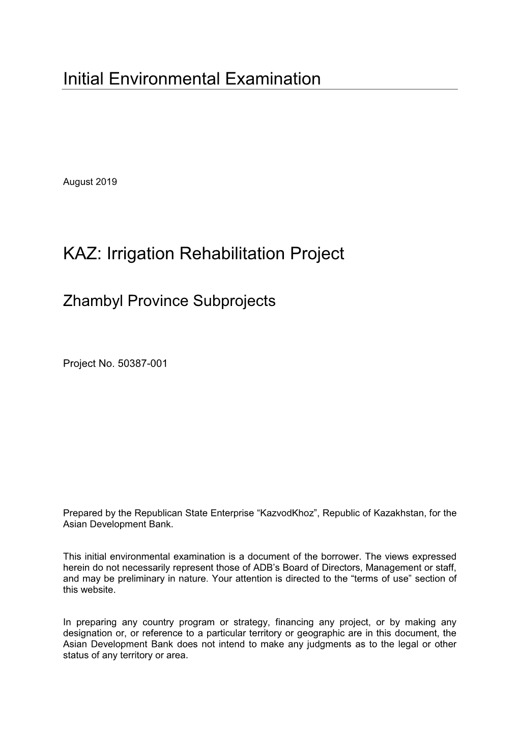 50387-001: Irrigation Rehabilitation Project