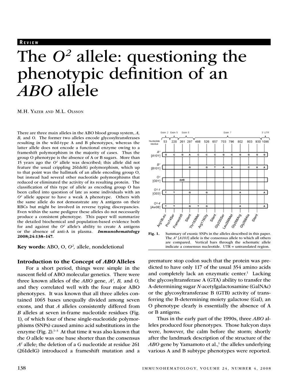 The O2 Allele: Questioning the Phenotypic Definition of an ABO Allele