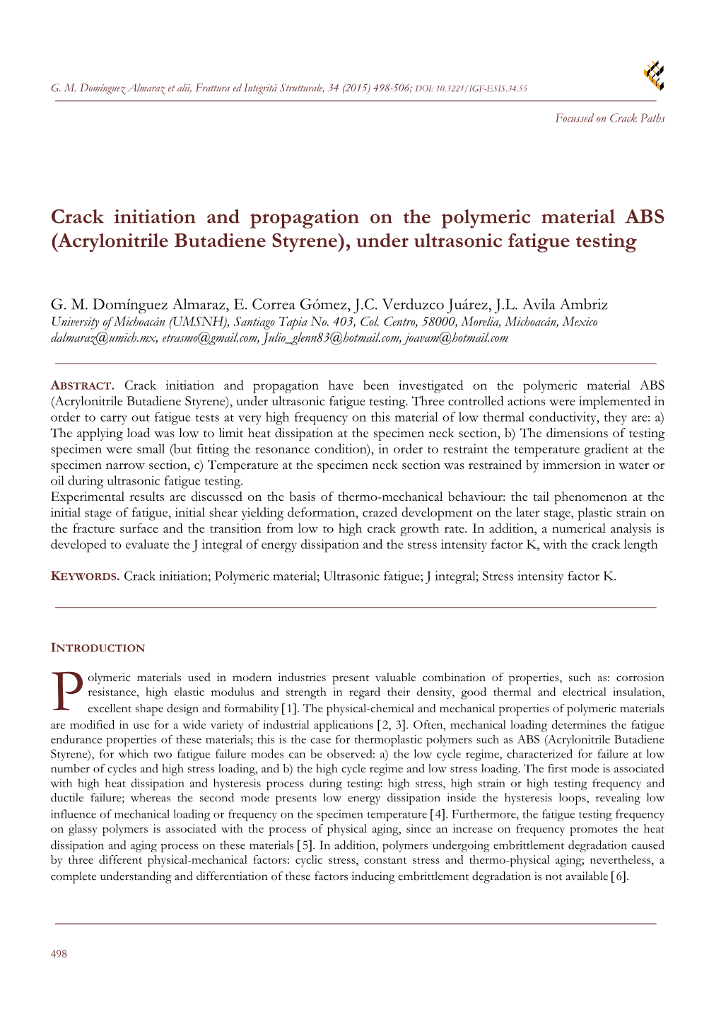 Acrylonitrile Butadiene Styrene), Under Ultrasonic Fatigue Testing