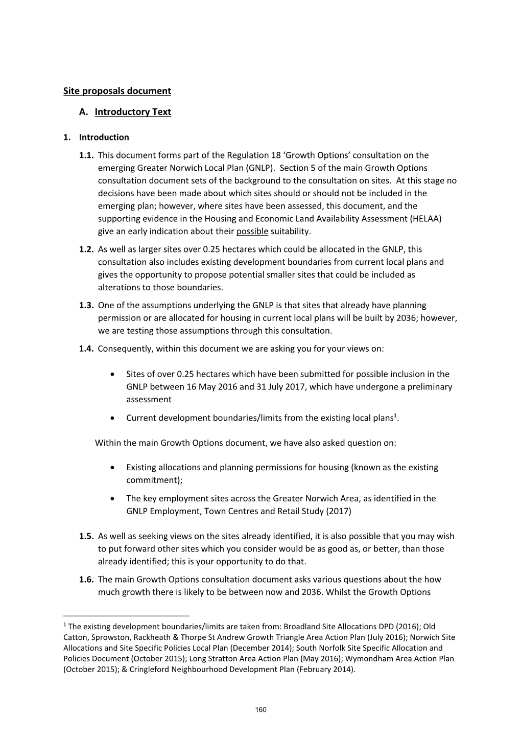 Site Proposals Document A. Introductory Text