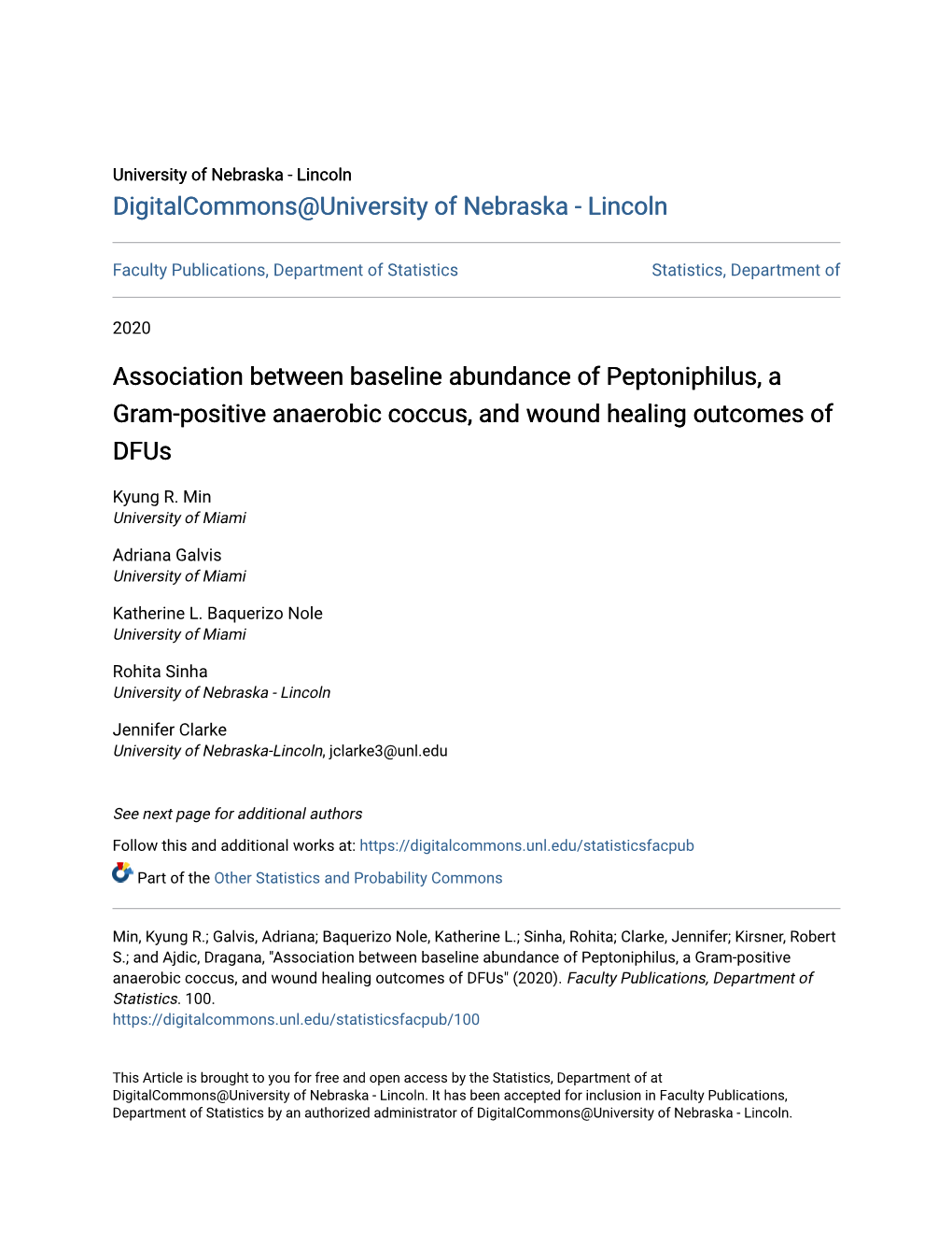 Association Between Baseline Abundance of Peptoniphilus, a Gram-Positive Anaerobic Coccus, and Wound Healing Outcomes of Dfus