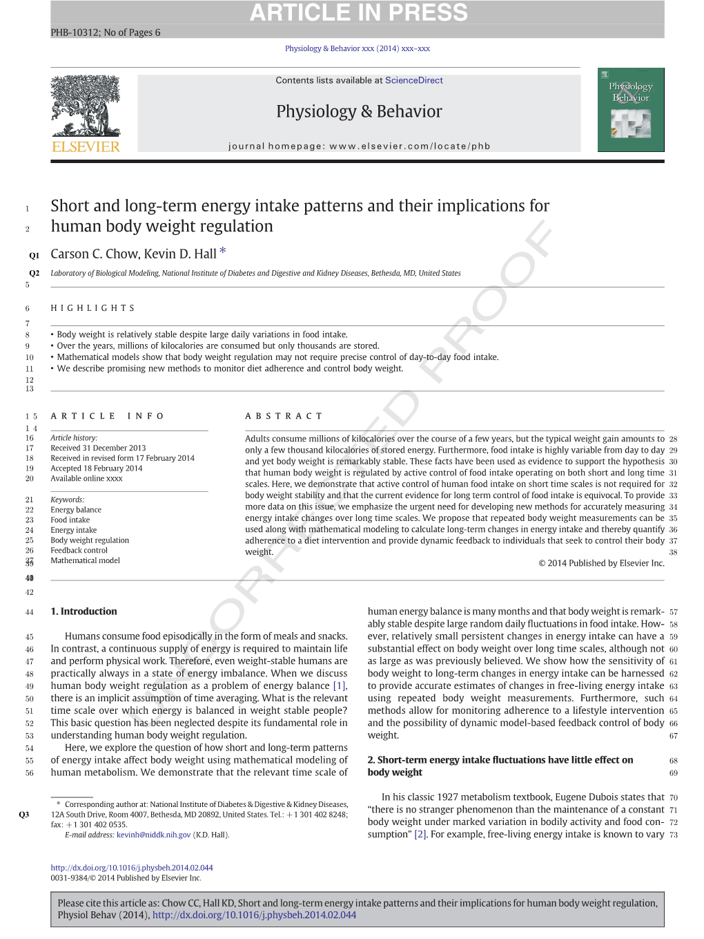 Short and Long-Term Energy Intake Patterns and Their Implications for 2 Human Body Weight Regulation