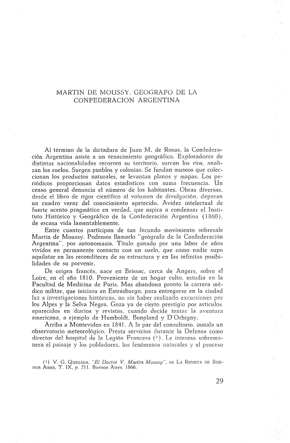 MARTIN DE MOUSSY, GEOGRAFO DE LA CONFEDERACION ARGENTINA Al Término De La Dictadura De Juan M. De Rosas, La Confedera,. Ción A