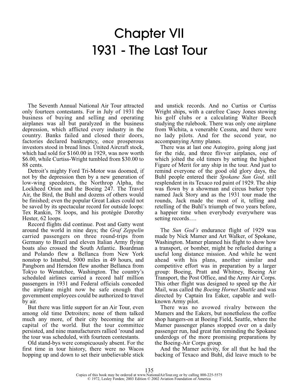 Chapter VII 1931 - the Last Tour