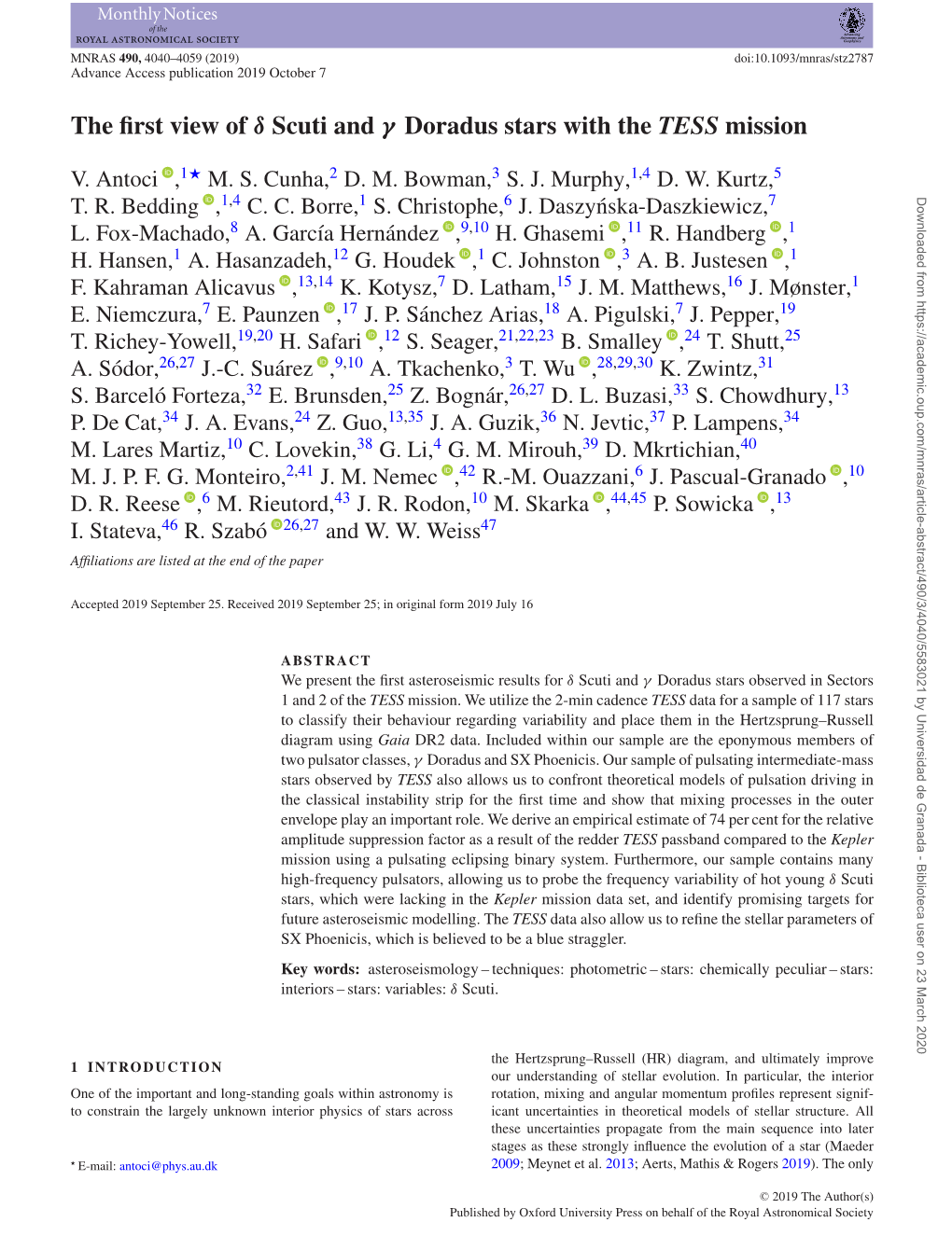 The First View of Δ Scuti and Γ Doradus Stars with the TESS Mission