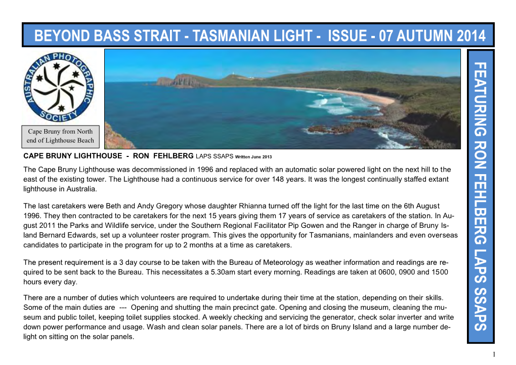 Tasmanian Light - Issue - 07 Autumn 2014 Featuringfehlberg Ron Laps Ssaps