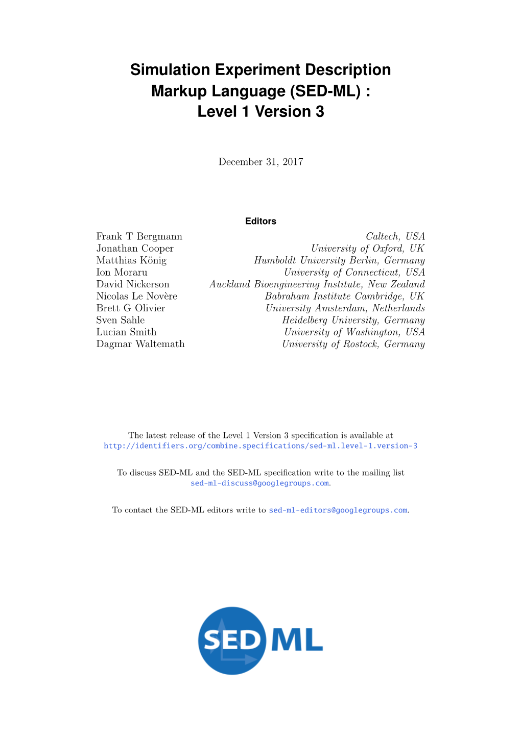 (SED-ML) : Level 1 Version 3